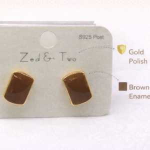 Dark Green Stone Gold Polish Western Stud Earrings for Women