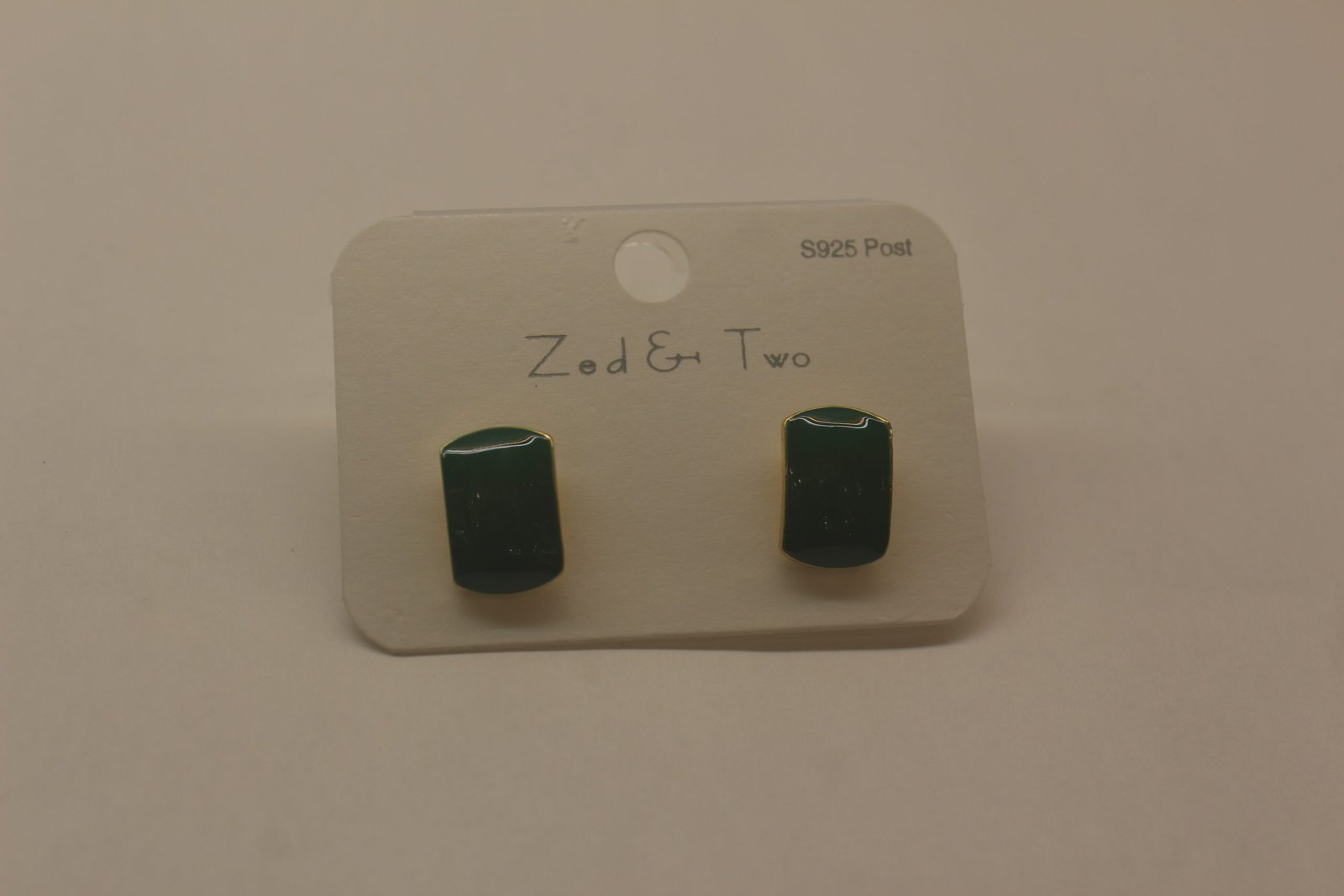 Dark Green Stone Gold Polish Western Stud Earrings for Women